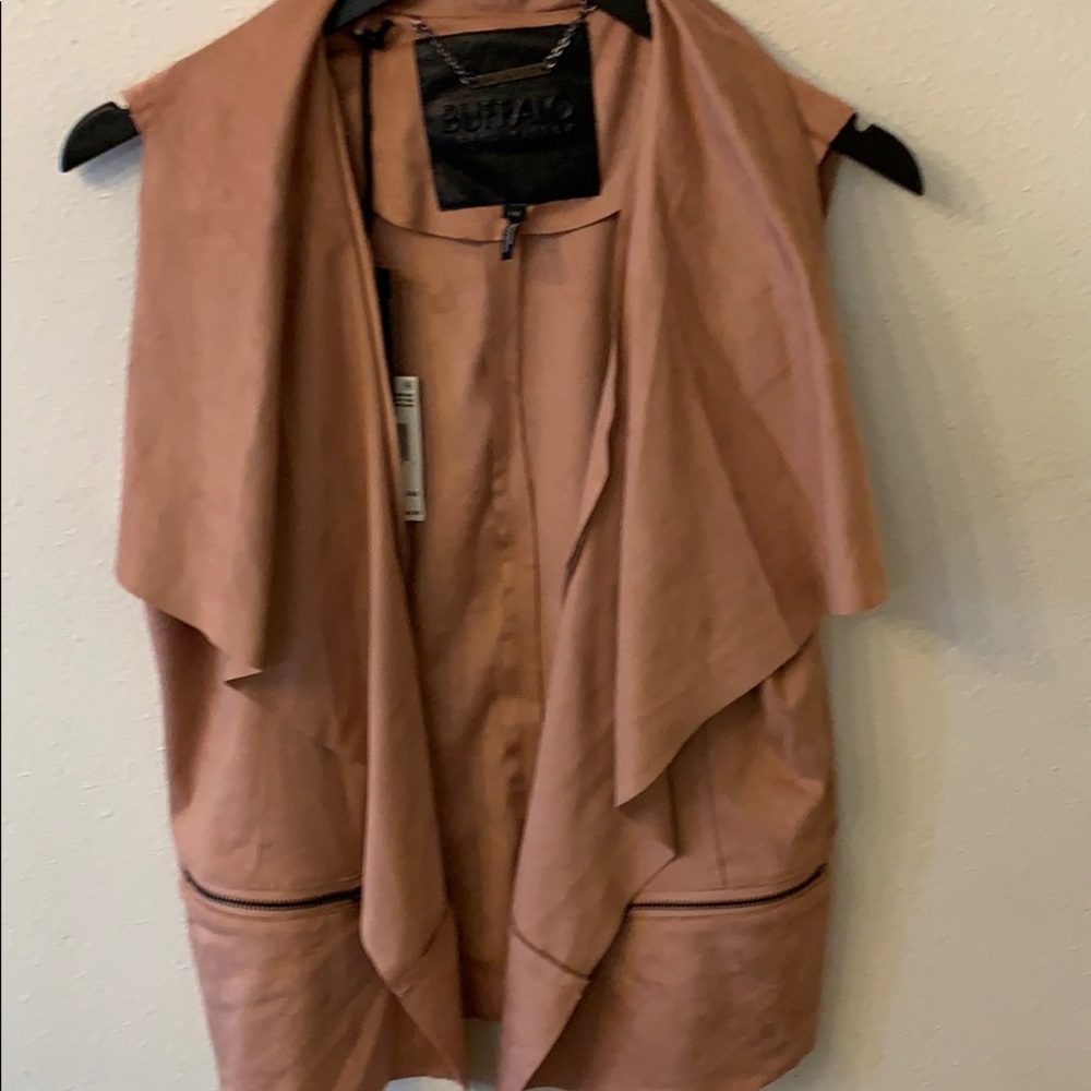 Soft pink suede polyester vest